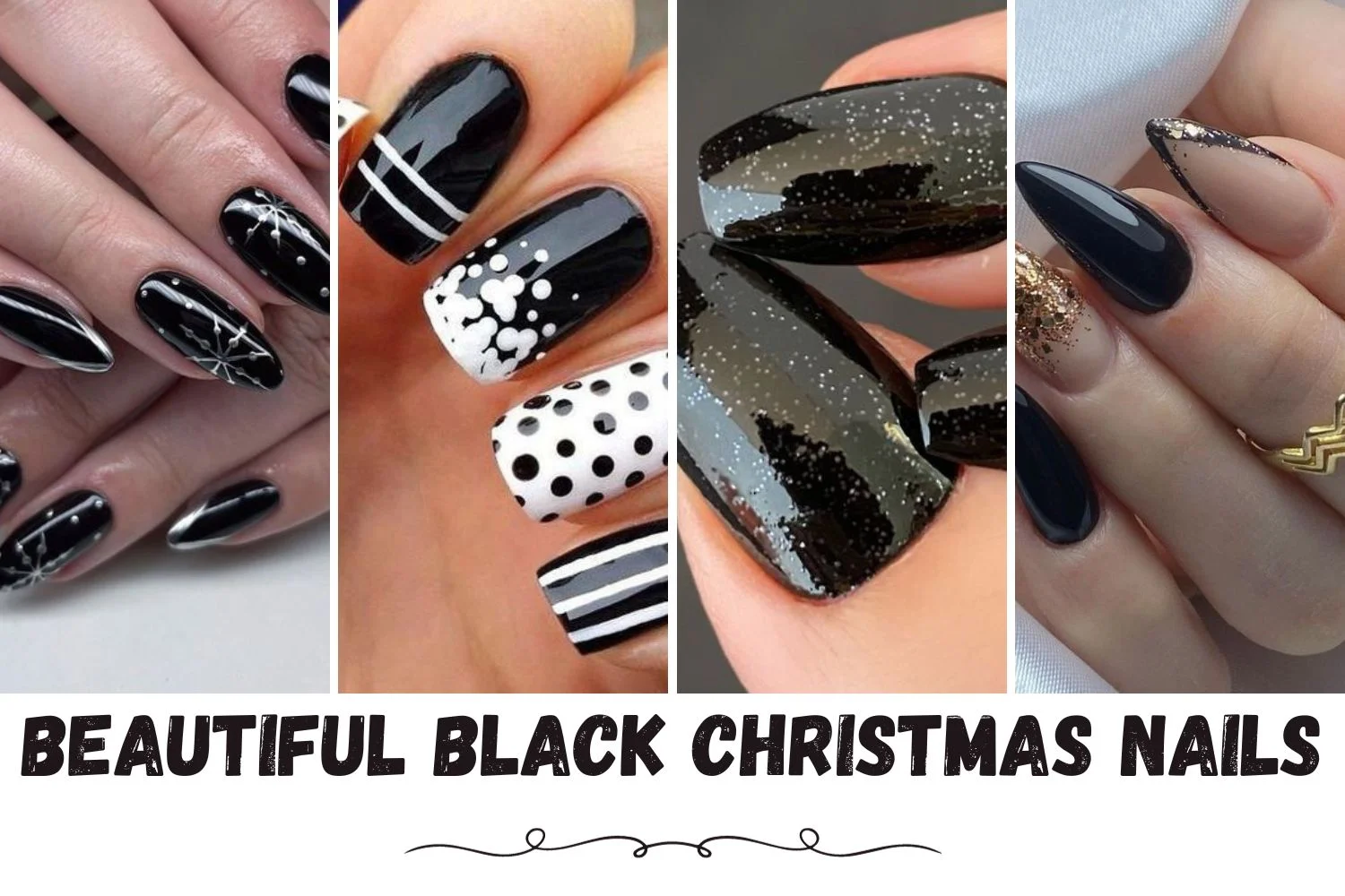 25 Most Beautiful Black Christmas Nails Design Ideas