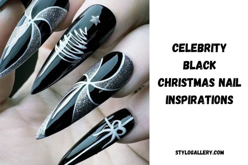 Celebrity Black Christmas Nail Inspirations