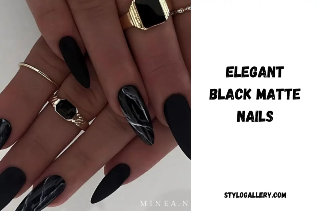 Elegant Black Matte Nails