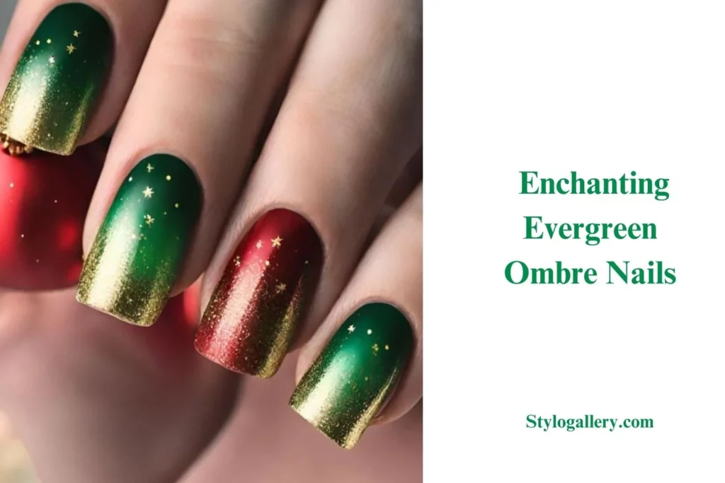 Enchanting Evergreen Ombre Nails