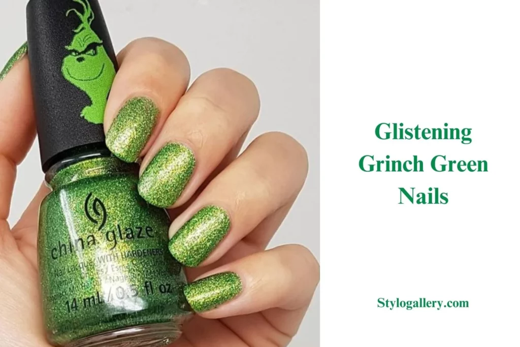 Glistening Grinch Green Nails