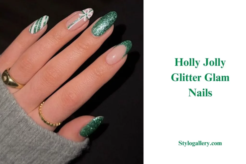 Holly Jolly Glitter Glam Nails
