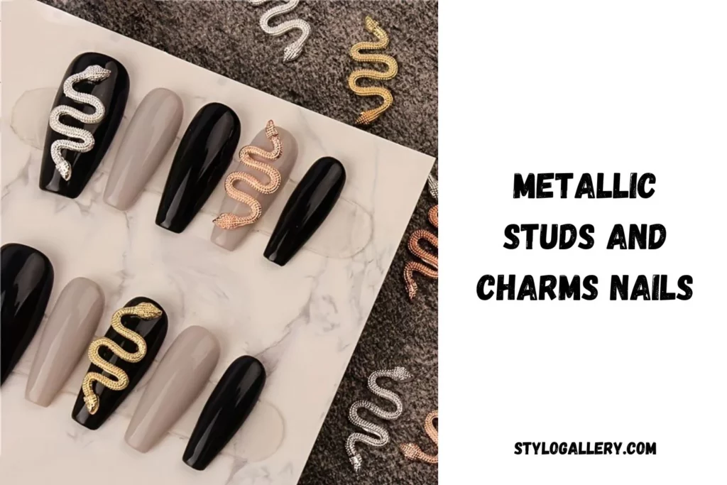 Metallic Studs and Charms Nails