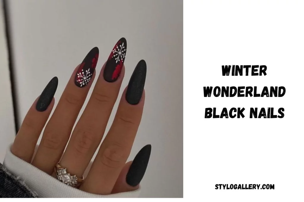 Winter Wonderland Black Nails