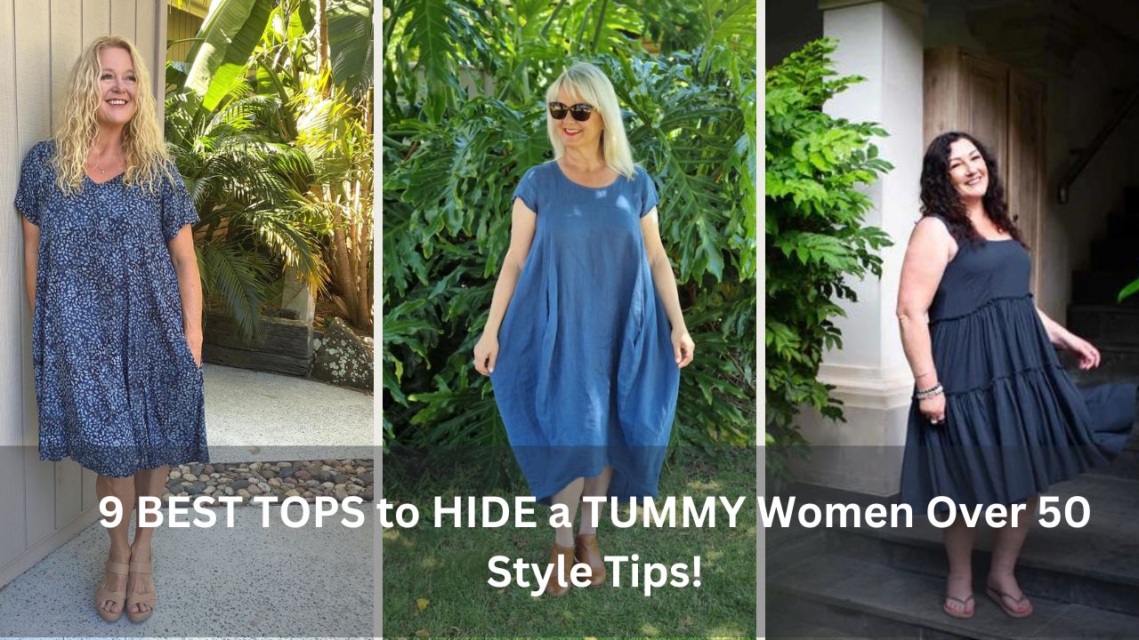 9 BEST TOPS to HIDE a TUMMY Women Over 50 Style Tips!